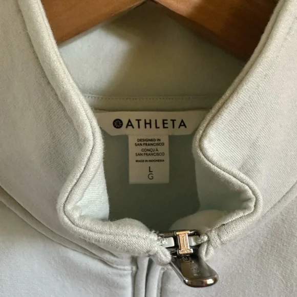 Athleta Forever Fleece 1/2 Zip High Hip Sweatshirt, Glacier, Large, New, NWT! - Picture 7 of 12